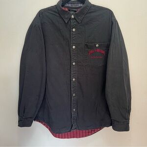 Harley Davidson Fully Lined Snap Button Shirt Jacket Black Men’s  L Bikercore